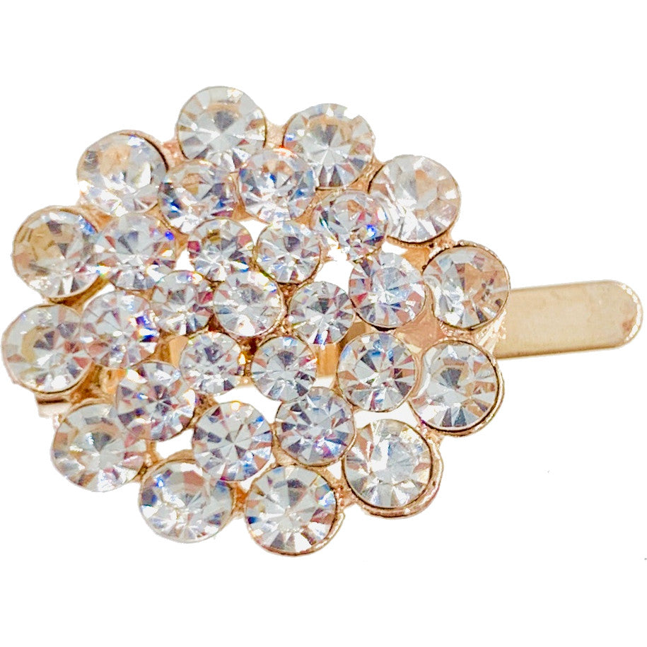 Pompons Flower Magnetic Hair Clip use Rhinestone Crystal gold base Clear, Magnetic Clip - MOGHANT