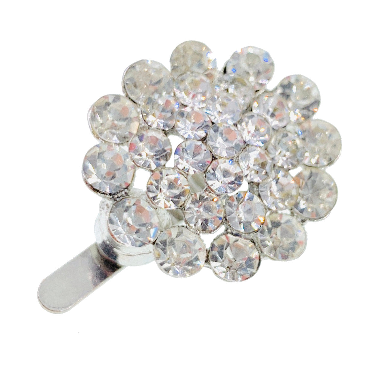 Pompons Flower Magnetic Hair Clip use Rhinestone Crystal silver base Clear, Magnetic Clip - MOGHANT