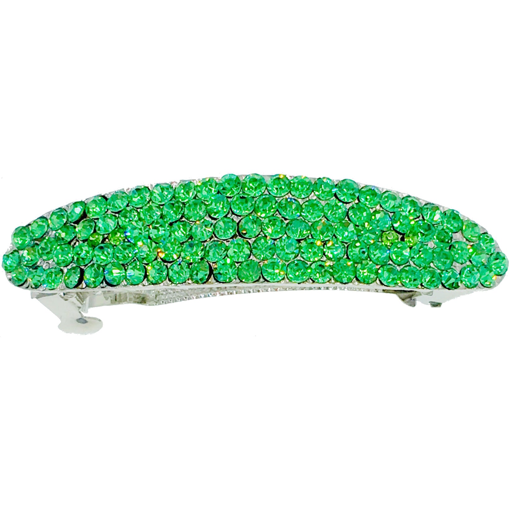 Oval Barrette Rhinestone Crystal silver base Pink Purple Blue Brown Green Gray AB, Barrette - MOGHANT