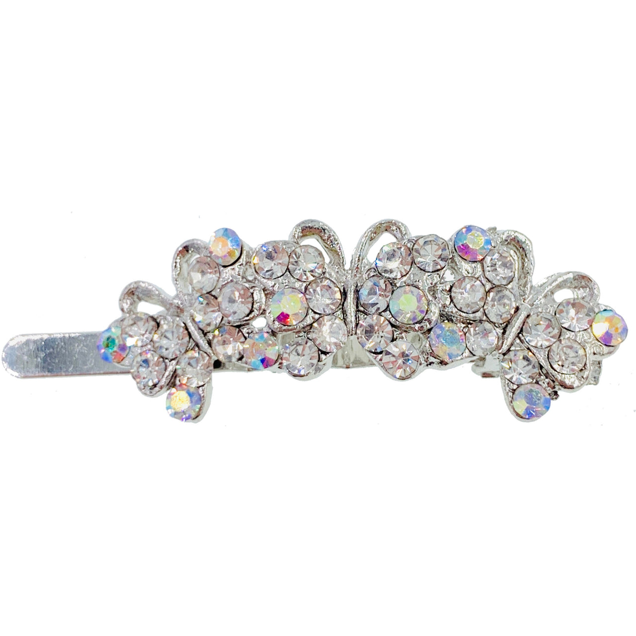 Trio Butterfly Magnetic Hair Clip use Rhinestone Crystal silver base Clear AB, Magnetic Clip - MOGHANT