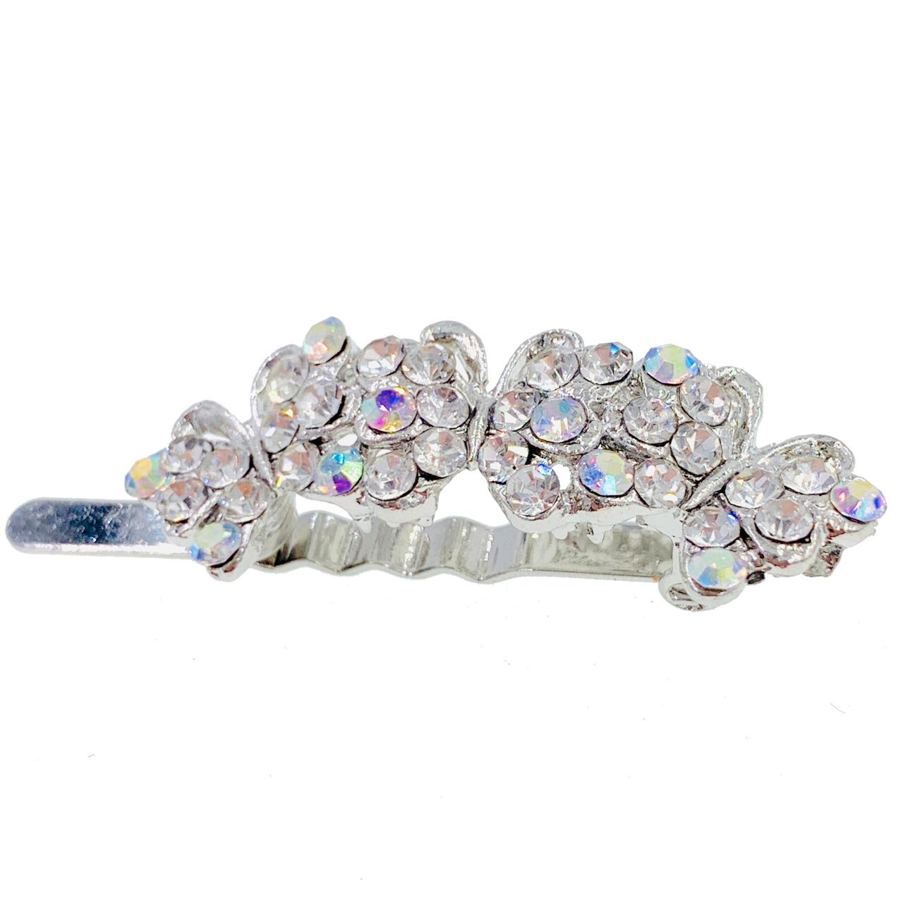 Trio Butterfly Magnetic Hair Clip use Rhinestone Crystal silver base Clear AB, Magnetic Clip - MOGHANT