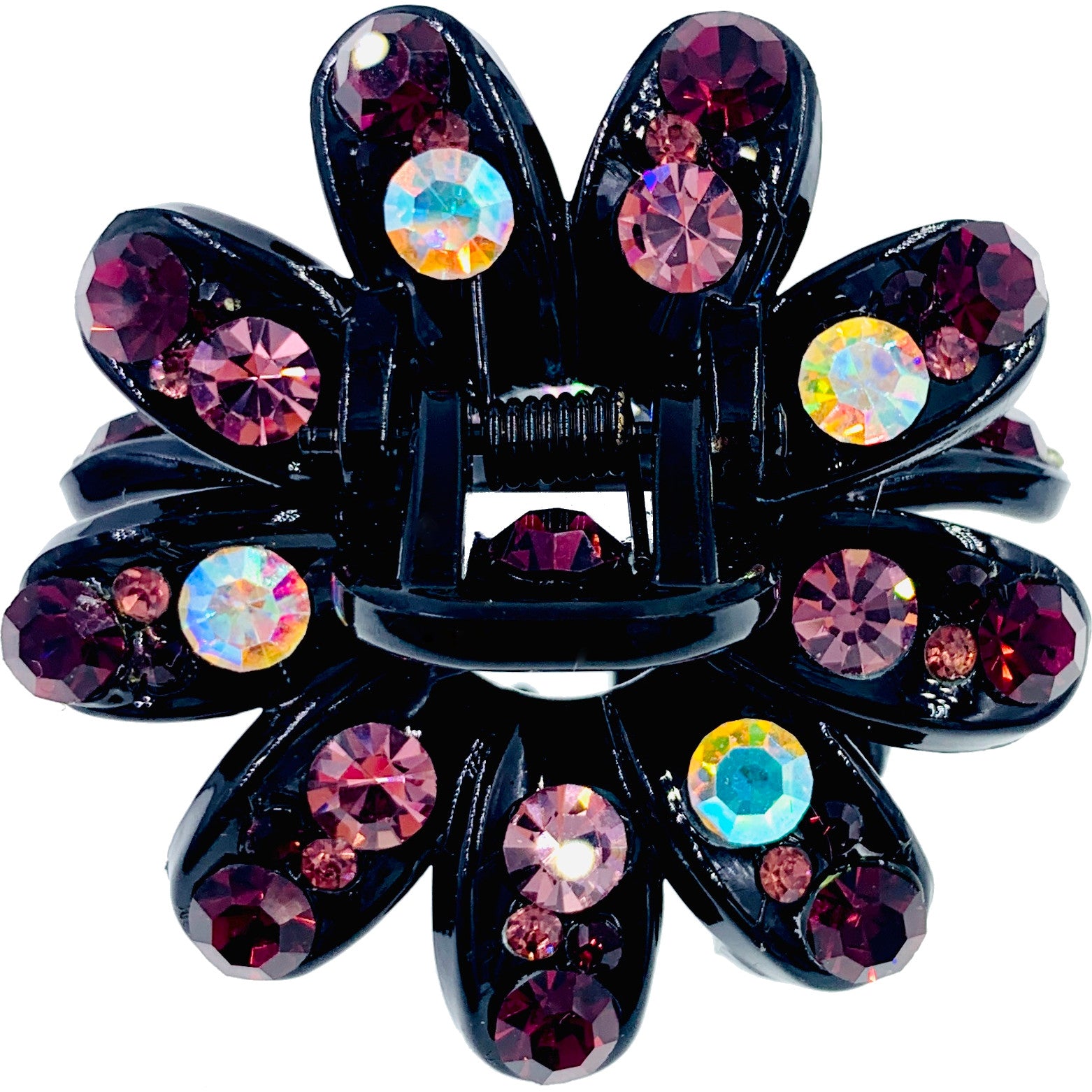 Gerbera Daisy Flower Hair Claw Jaw Clip Handmade use Swarovski Crystal acrylic base Purple AB, Hair Claw - MOGHANT