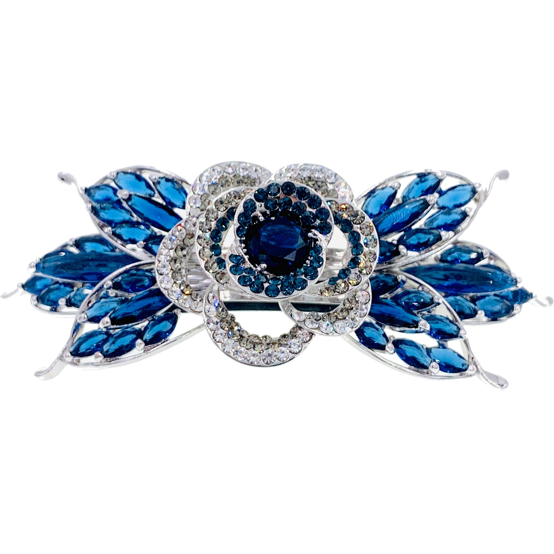 Sabine Flower Barrette Cubic Zirconia CZ Crystal Swarovski Elementary Crystal, Barrette - MOGHANT