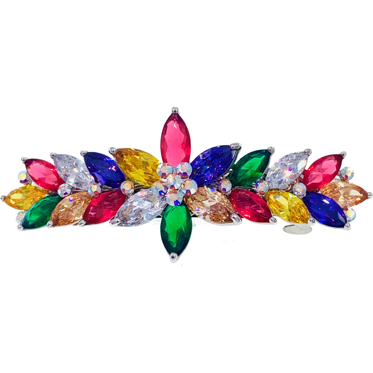 Adrienne Flower Barrette Cubic Zirconia CZ Crystal Swarovski Elementary Crystal, Barrette - MOGHANT