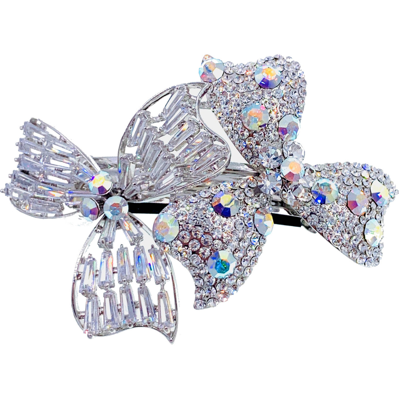 Lydie Large Flower Barrette Cubic Zirconia CZ Crystal Swarovski Elementary Crystal, Barrette - MOGHANT