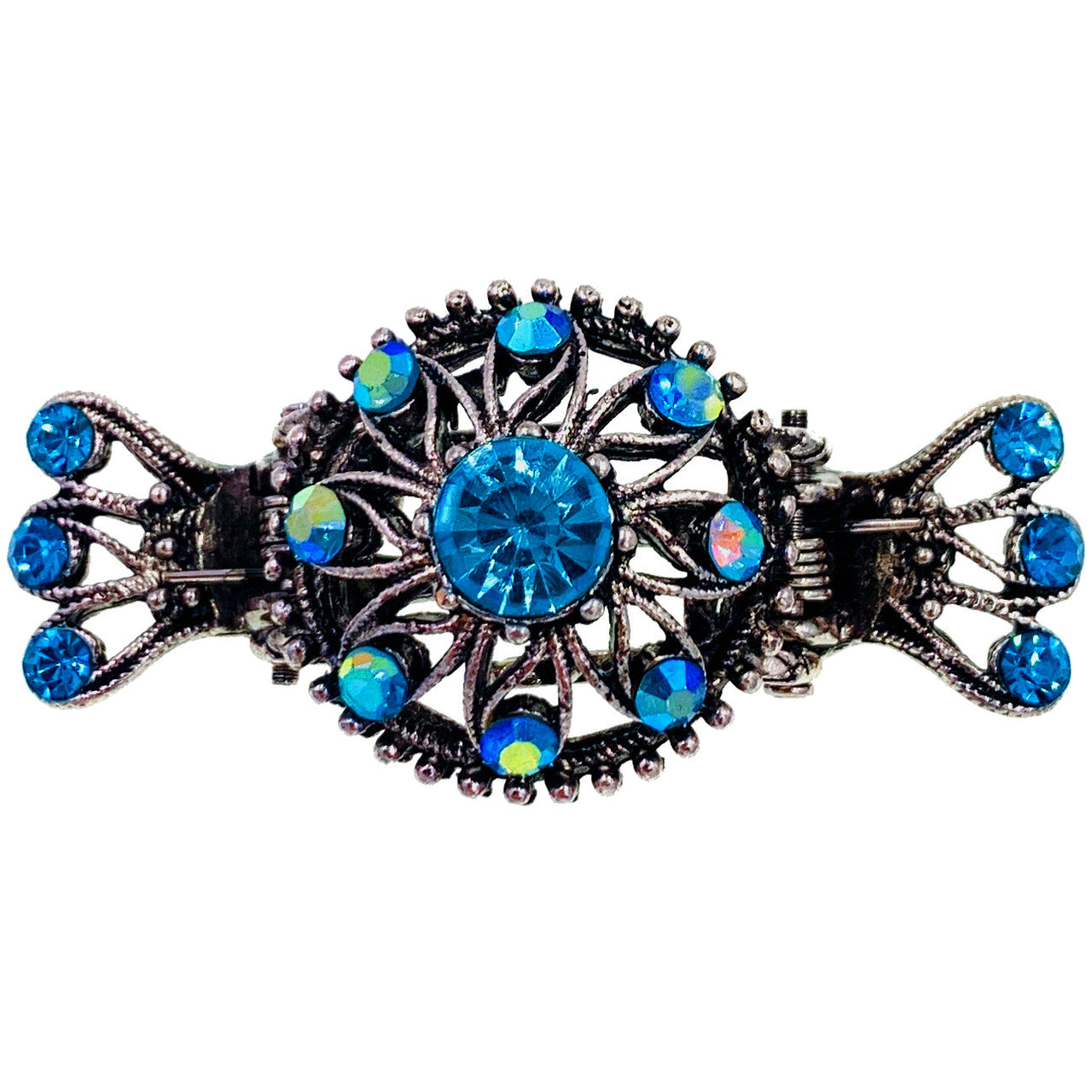 Clematis Vintage Flower Hair Claw Jaw Clip Rhinestone Crystal, Hair Claw - MOGHANT