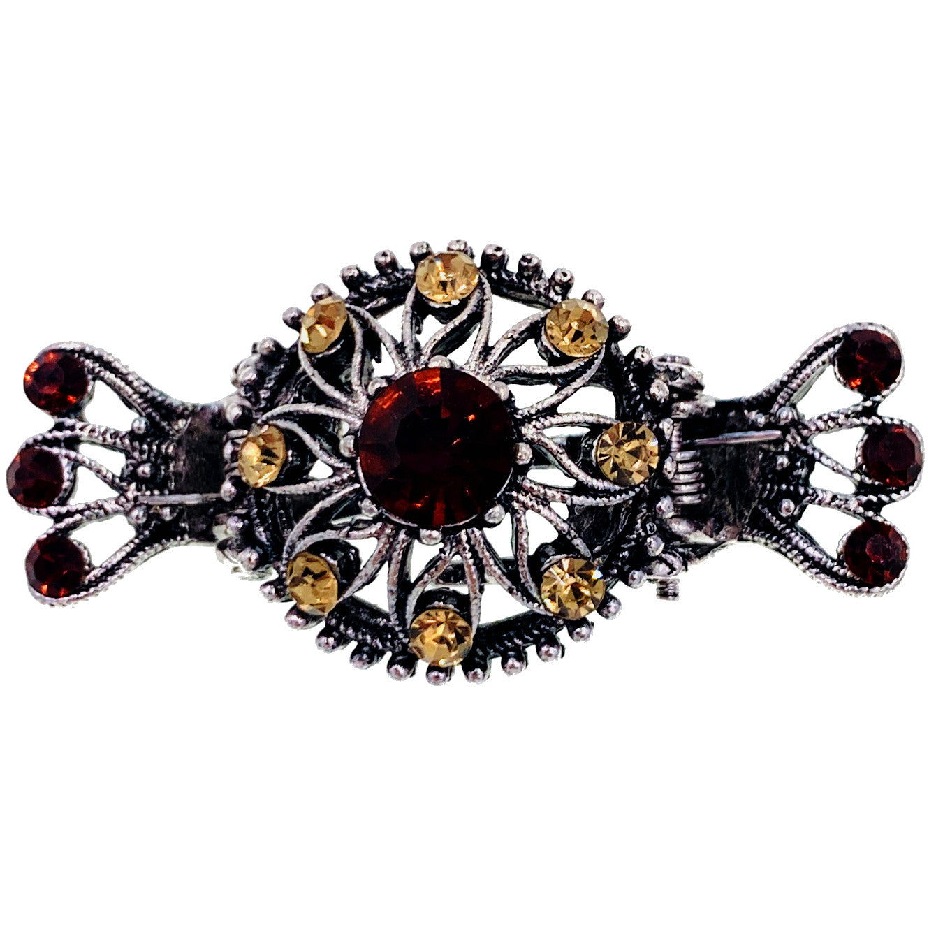 Clematis Vintage Flower Hair Claw Jaw Clip Rhinestone Crystal, Hair Claw - MOGHANT