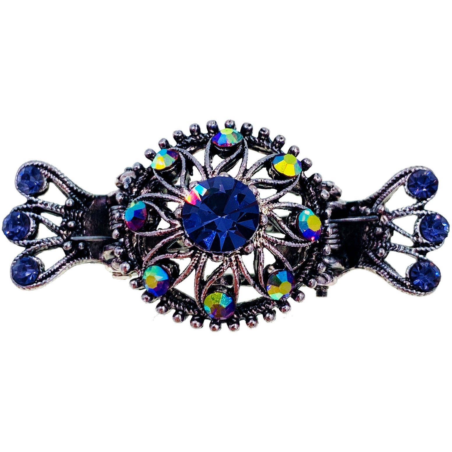 Clematis Vintage Flower Hair Claw Jaw Clip Rhinestone Crystal, Hair Claw - MOGHANT
