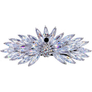 Capucine Peacock Barrette Cubic Zirconia CZ Crystal silver base clear purple navy blue, Barrette - MOGHANT