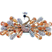 Faustine Peacock Barrette Cubic Zirconia CZ Crystal silver base clear purple pink navy blue, Barrette - MOGHANT