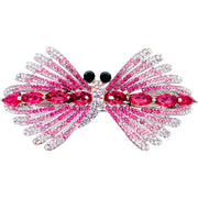 Athenais Dragonfly Barrette Cubic Zirconia CZ Crystal silver base clear purple pink navy blue, Barrette - MOGHANT