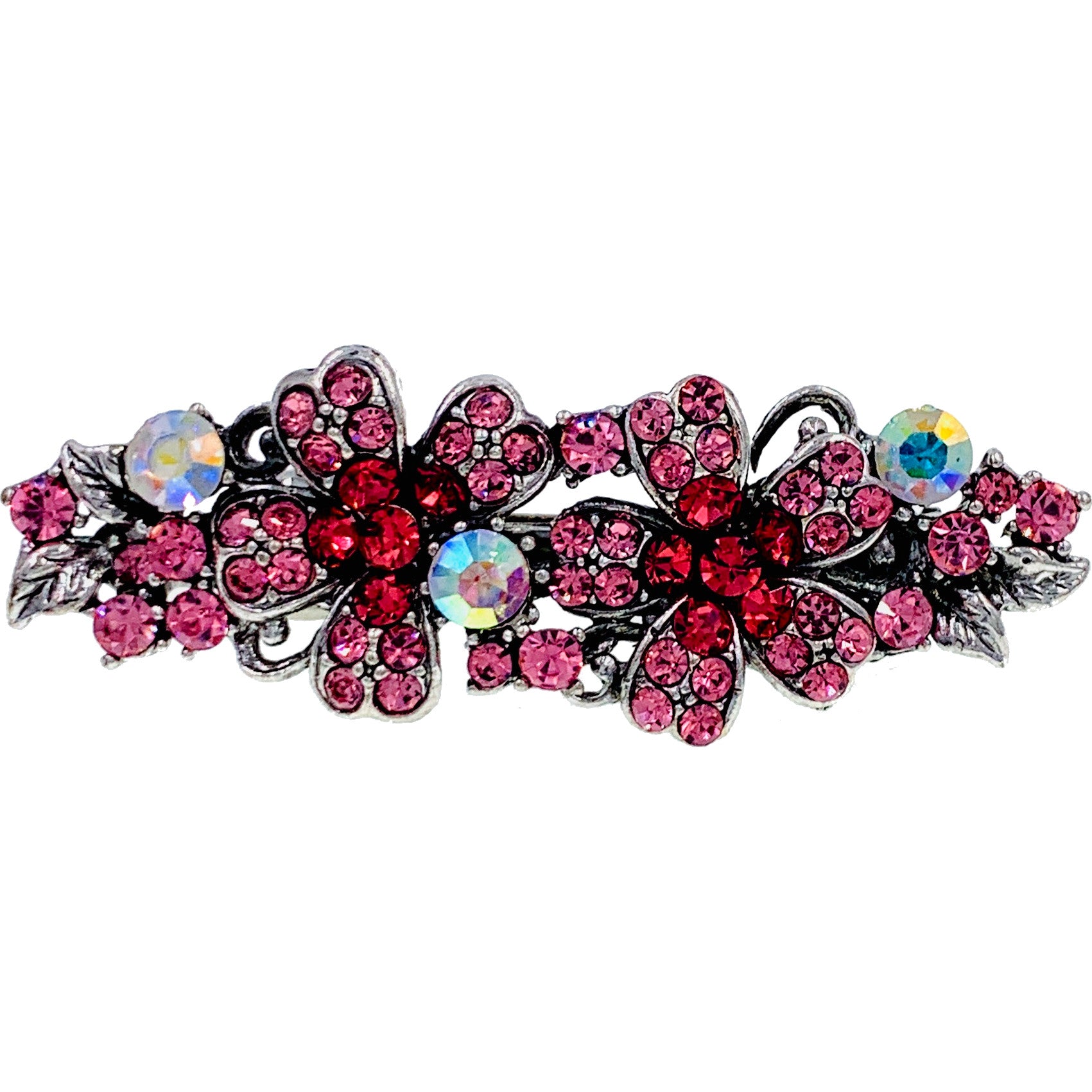 Sadie Vintage Flowers Barrette Rhinestone Crystal, Barrette - MOGHANT