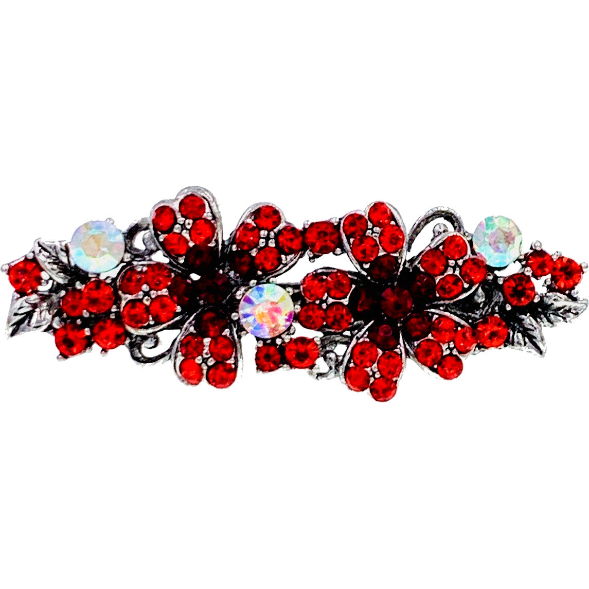 Sadie Vintage Flowers Barrette Rhinestone Crystal, Barrette - MOGHANT