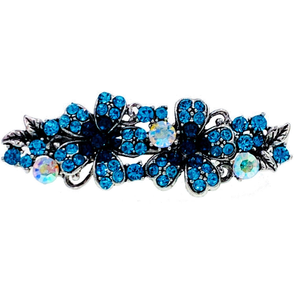 Sadie Vintage Flowers Barrette Rhinestone Crystal, Barrette - MOGHANT