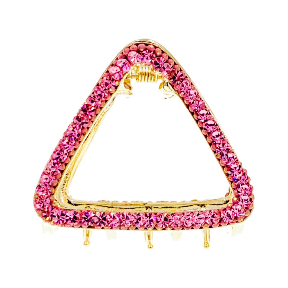 GEO Triangle Metal Hair Claw Jaw Clip made with Swarovski Crystal Gold Base, Hair Claw - MOGHANT