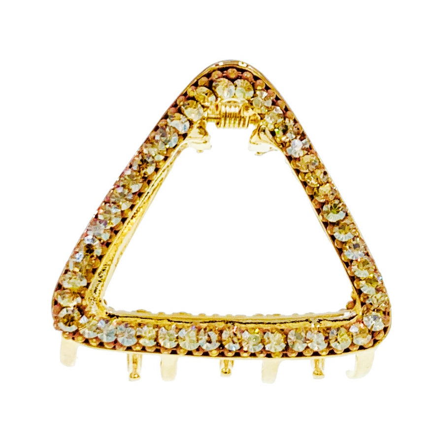 GEO Triangle Metal Hair Claw Jaw Clip made with Swarovski Crystal Gold Base, Hair Claw - MOGHANT