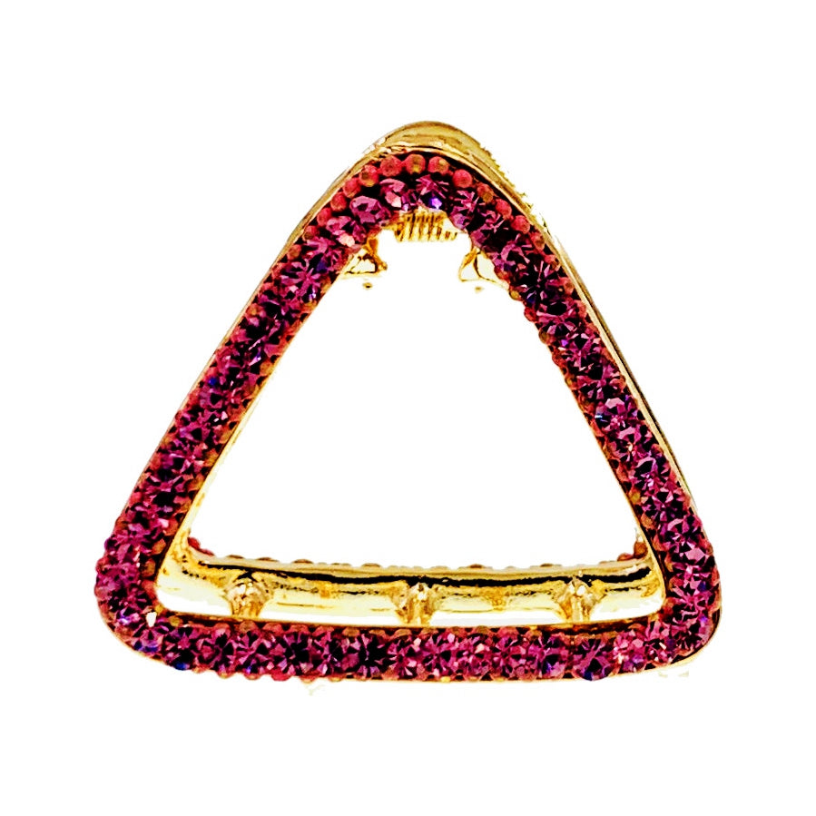 GEO Triangle Metal Hair Claw Jaw Clip made with Swarovski Crystal Gold Base, Hair Claw - MOGHANT