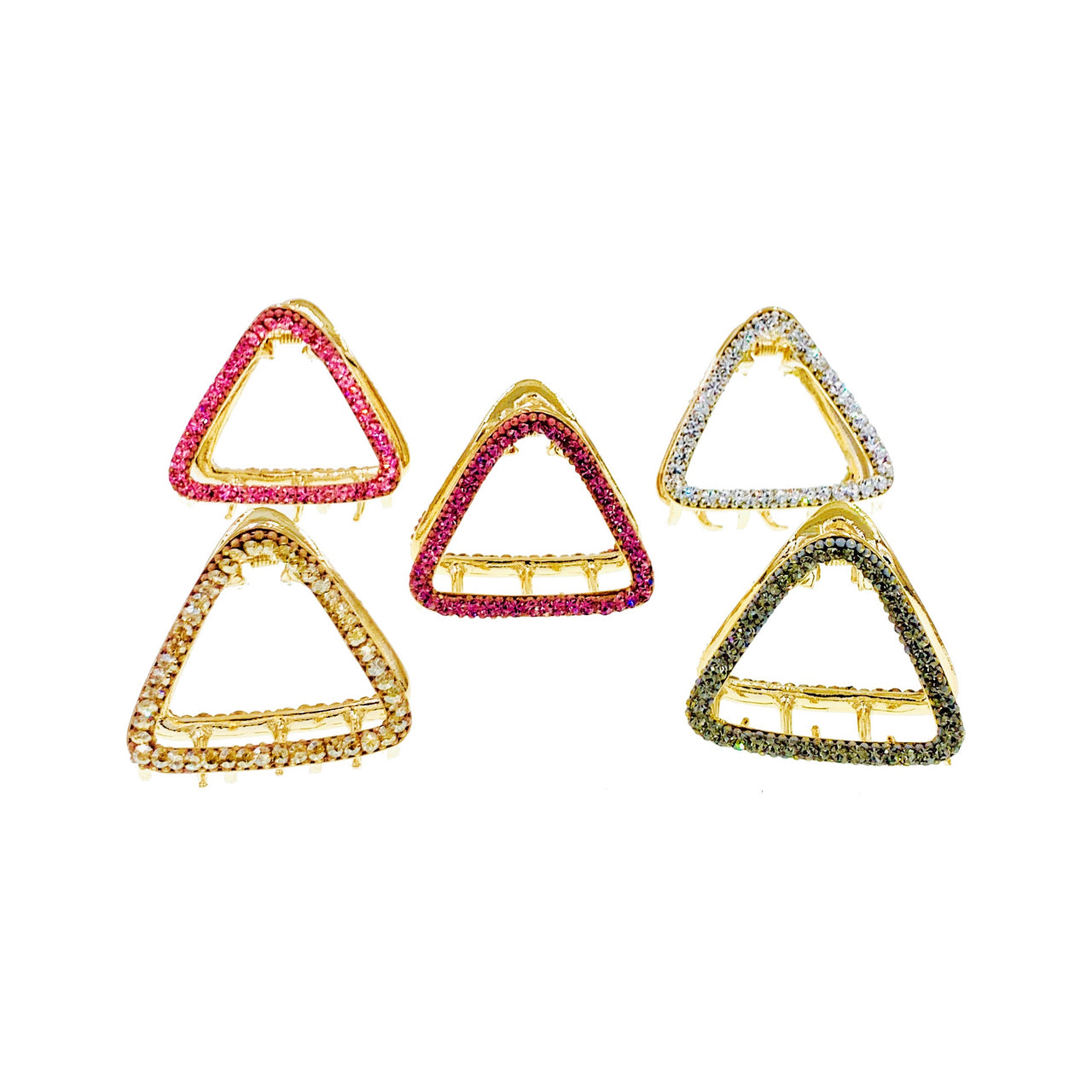 GEO Triangle Metal Hair Claw Jaw Clip made with Swarovski Crystal Gold Base, Hair Claw - MOGHANT