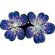 Sidalcea Twin Flower Hair Clip Hairpin use Swarovski Crystal fabric base Blue Yellow Pink Green Purple Red, Hair Clip - MOGHANT