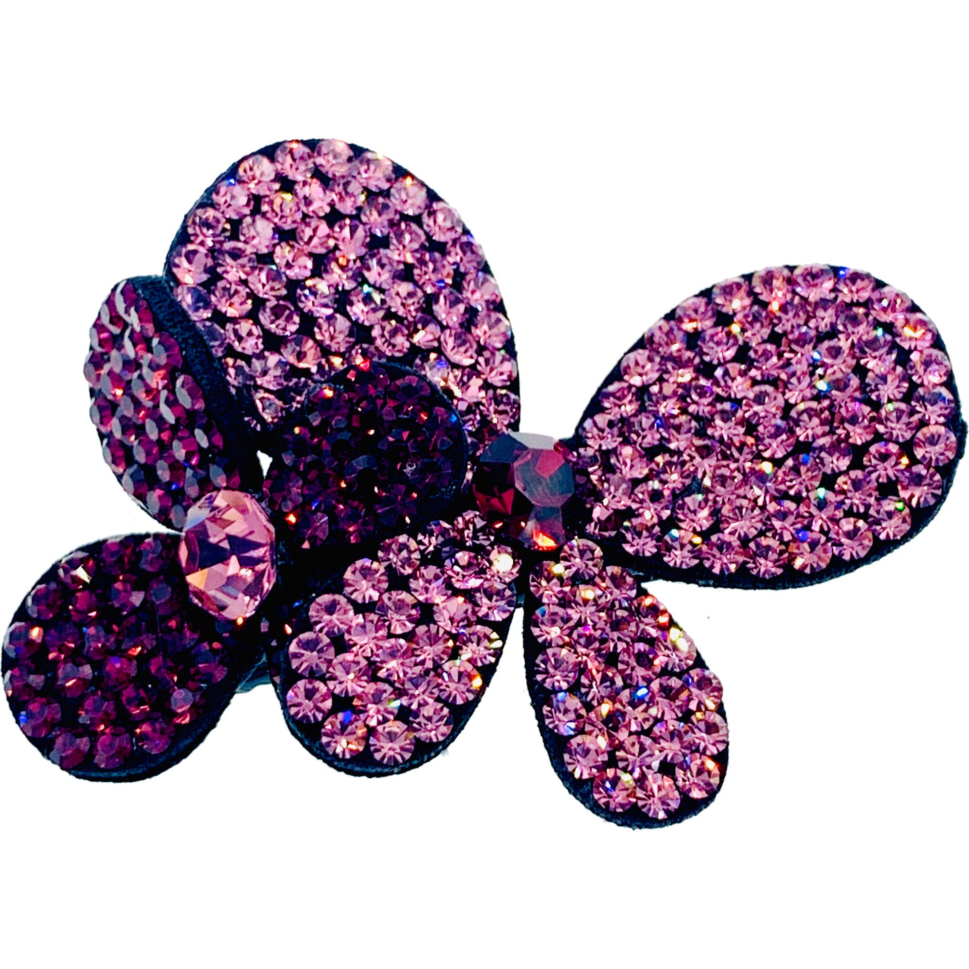 Laurel Twin Butterfly Hair Clip Hairpin use Swarovski Crystal fabric base Blue Purple Pink Magenta, Hair Clip - MOGHANT