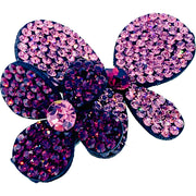 Laurel Twin Butterfly Hair Clip Hairpin use Swarovski Crystal fabric base Blue Purple Pink Magenta, Hair Clip - MOGHANT