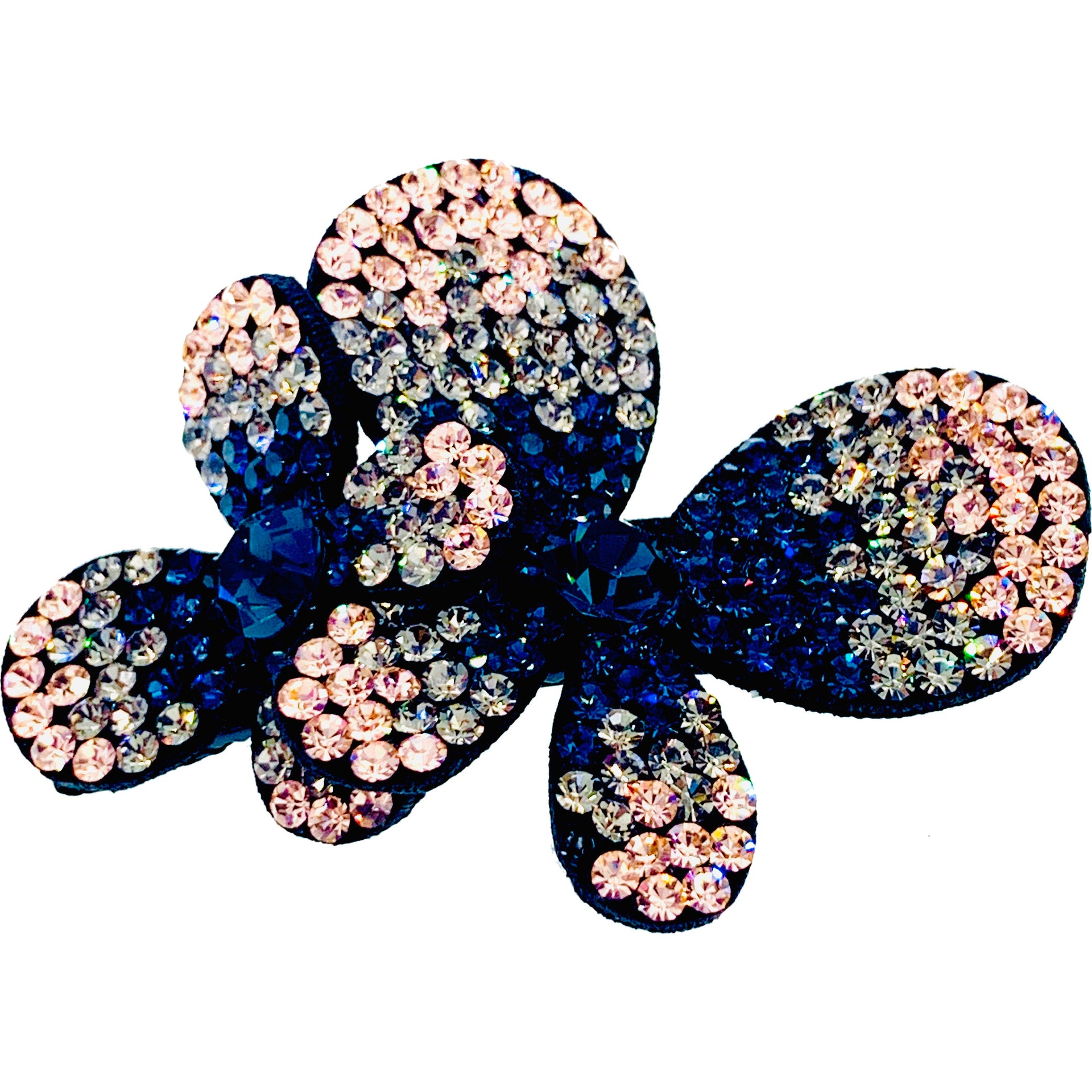 Laurel Twin Butterfly Hair Clip Hairpin use Swarovski Crystal fabric base Blue Purple Pink Magenta, Hair Clip - MOGHANT