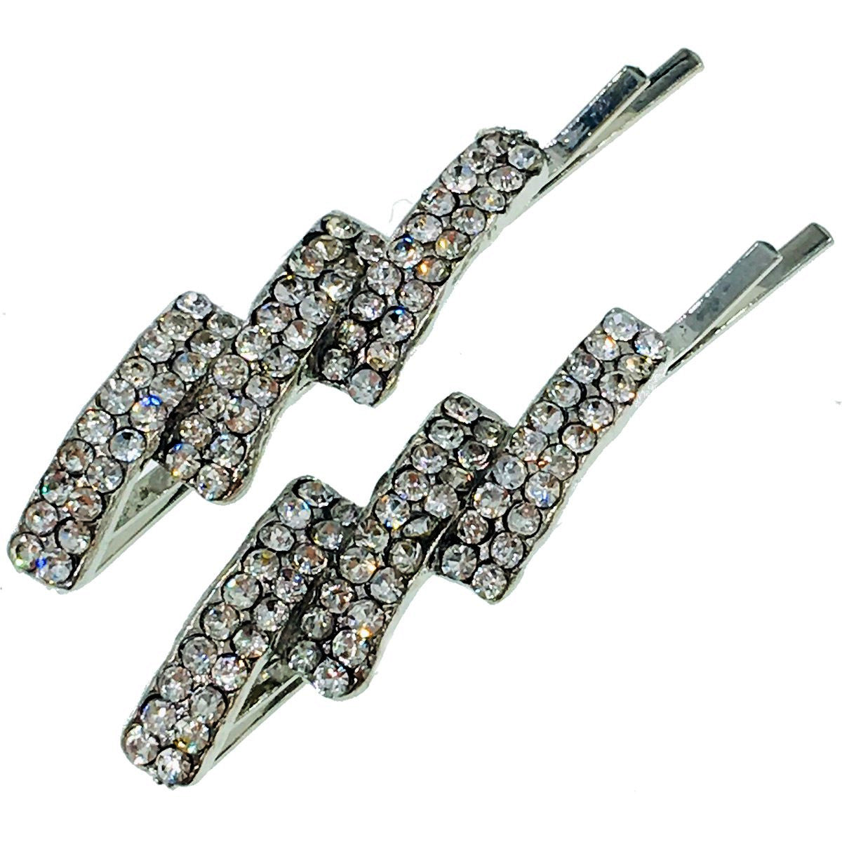 CONTEMPORARY ZIGZAG Bobby Pin Hairpin Rhinestone Crystals, Bobby Pin - MOGHANT