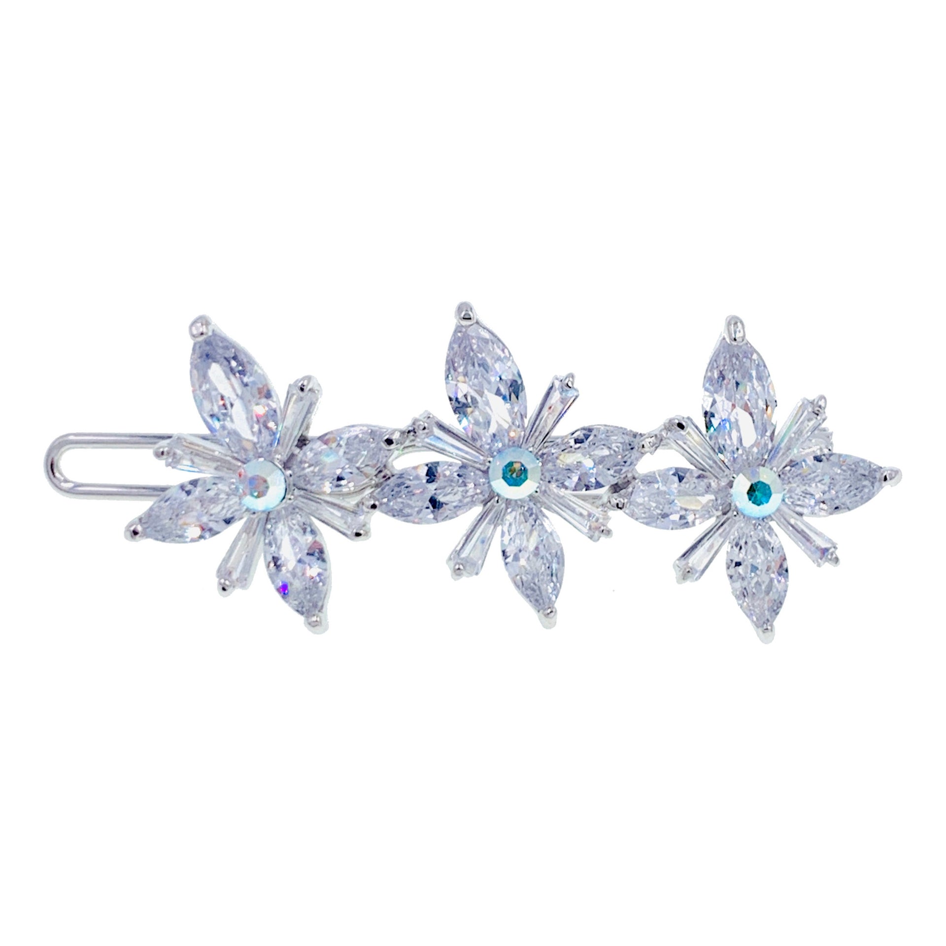 Matthiola Flower Hair Clip Swarovski Crystal silver base Pink Blue Purple Clear Brown, Hair Clip - MOGHANT