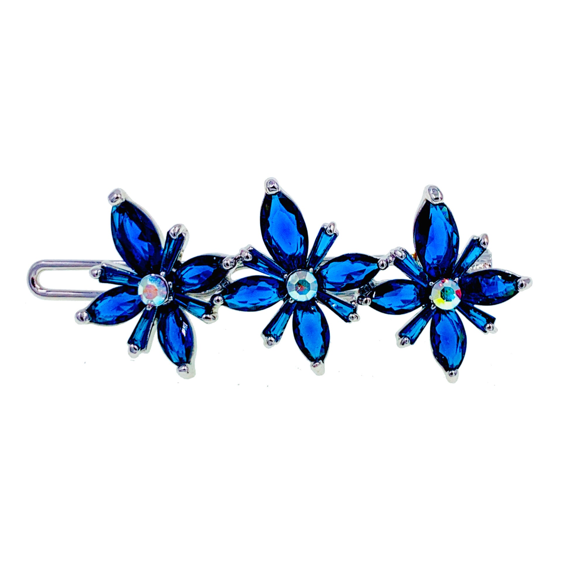 Matthiola Flower Hair Clip Swarovski Crystal silver base Pink Blue Purple Clear Brown, Hair Clip - MOGHANT