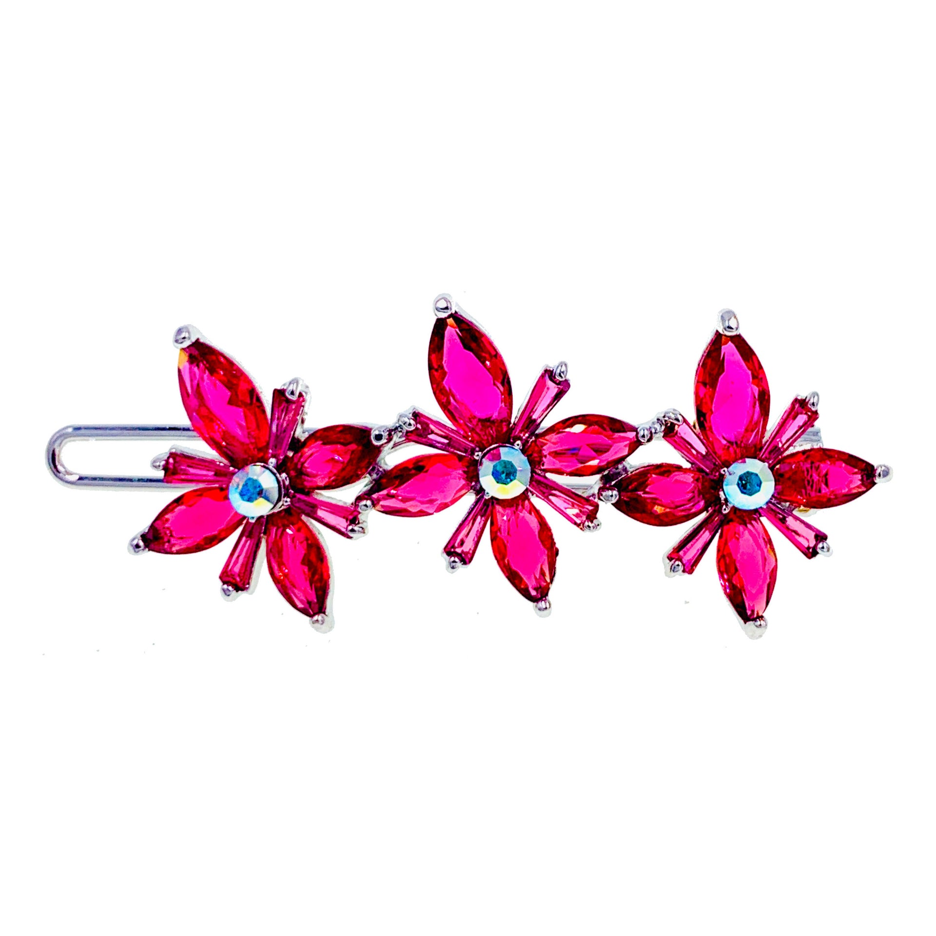 Matthiola Flower Hair Clip Swarovski Crystal silver base Pink Blue Purple Clear Brown, Hair Clip - MOGHANT