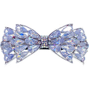 Valencia BOW Barrette Cubic Zirconia and Swarovski Elemental Crystals silver base clear purple pink navy blue, Barrette - MOGHANT