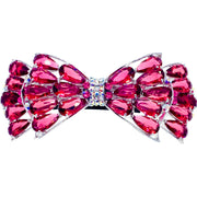 Valencia BOW Barrette Cubic Zirconia and Swarovski Elemental Crystals silver base clear purple pink navy blue, Barrette - MOGHANT