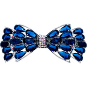 Valencia BOW Barrette Cubic Zirconia and Swarovski Elemental Crystals silver base clear purple pink navy blue, Barrette - MOGHANT