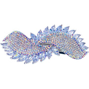 Sibylle Fan shape Barrette Cubic Zirconia and Swarovski Elemental Crystals silver base clear purple pink navy blue, Barrette - MOGHANT
