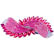 Sibylle Fan shape Barrette Cubic Zirconia and Swarovski Elemental Crystals silver base clear purple pink navy blue, Barrette - MOGHANT