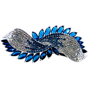 Sibylle Fan shape Barrette Cubic Zirconia and Swarovski Elemental Crystals silver base clear purple pink navy blue, Barrette - MOGHANT