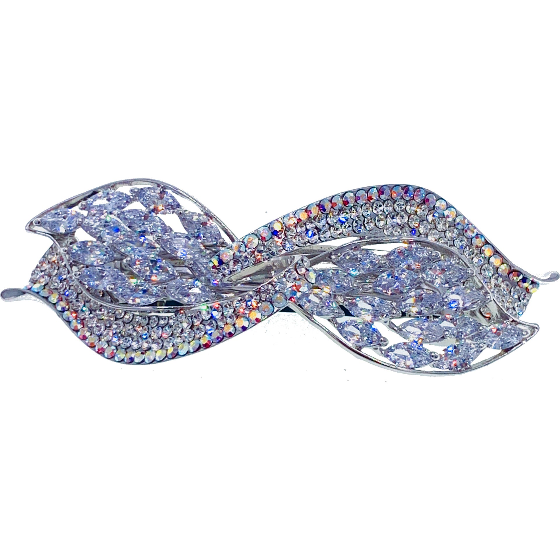 Francisca BOW Barrette Cubic Zirconia and Swarovski Elemental Crystals silver base clear purple pink navy blue, Barrette - MOGHANT