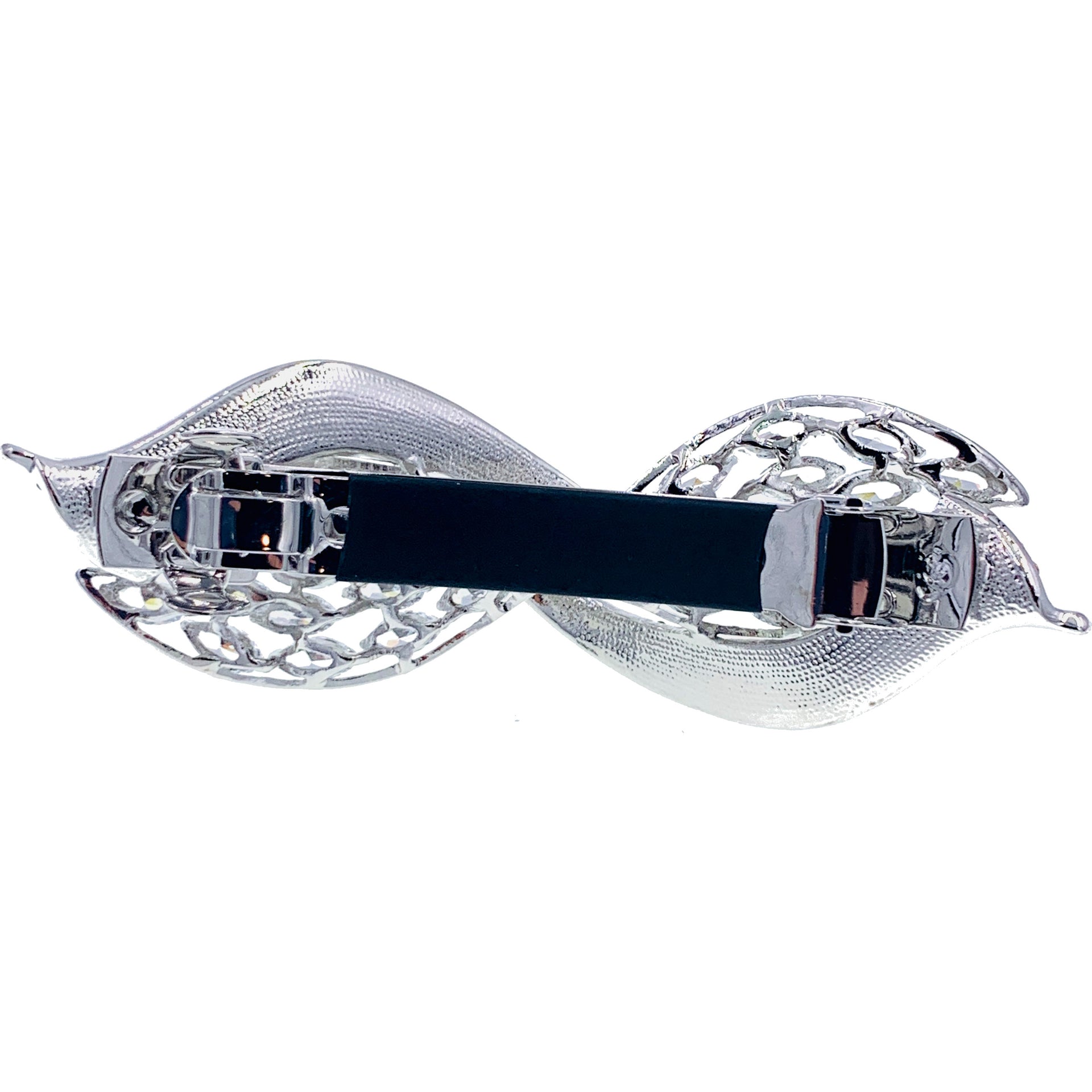 Francisca BOW Barrette Cubic Zirconia and Swarovski Elemental Crystals silver base clear purple pink navy blue, Barrette - MOGHANT