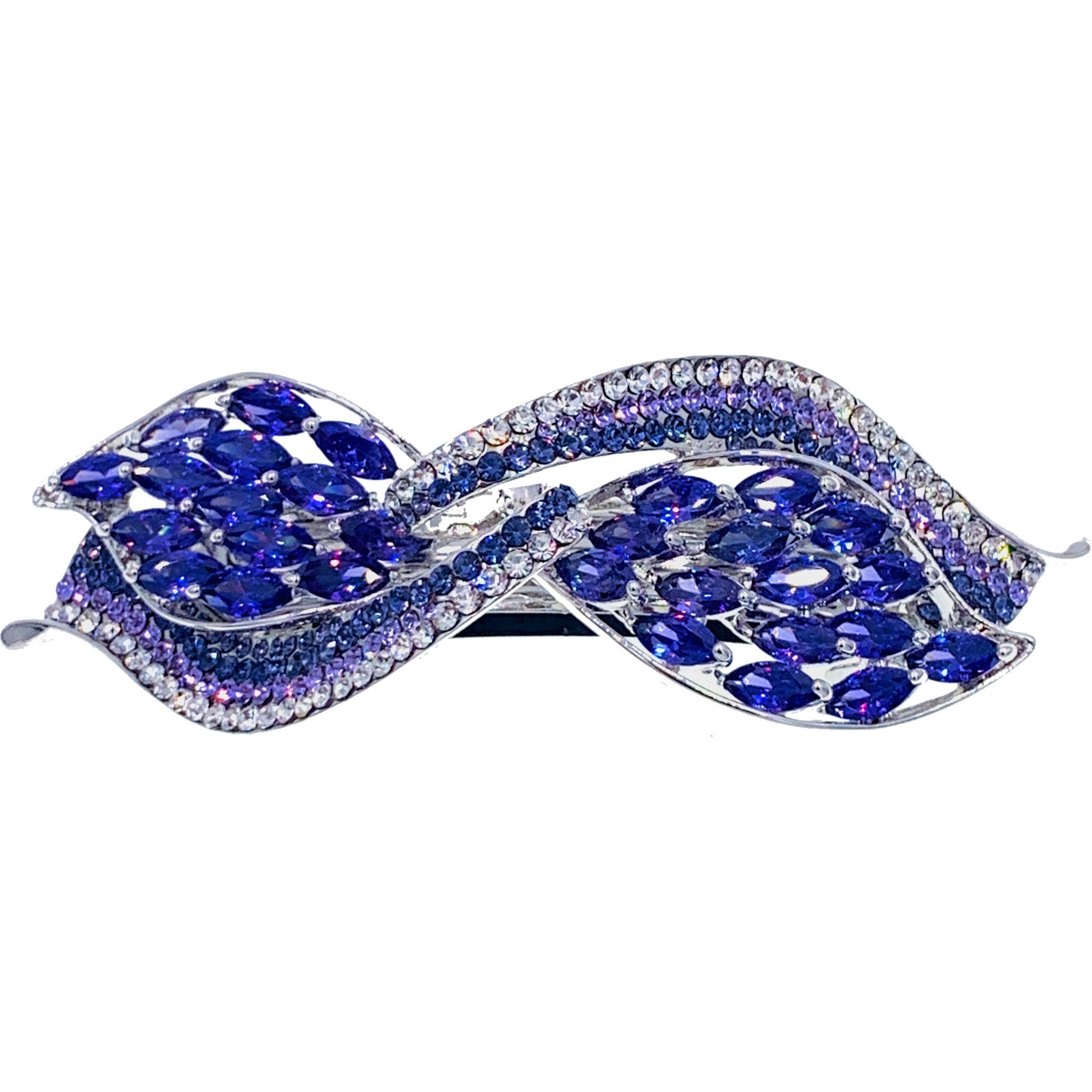 Francisca BOW Barrette Cubic Zirconia and Swarovski Elemental Crystals silver base clear purple pink navy blue, Barrette - MOGHANT