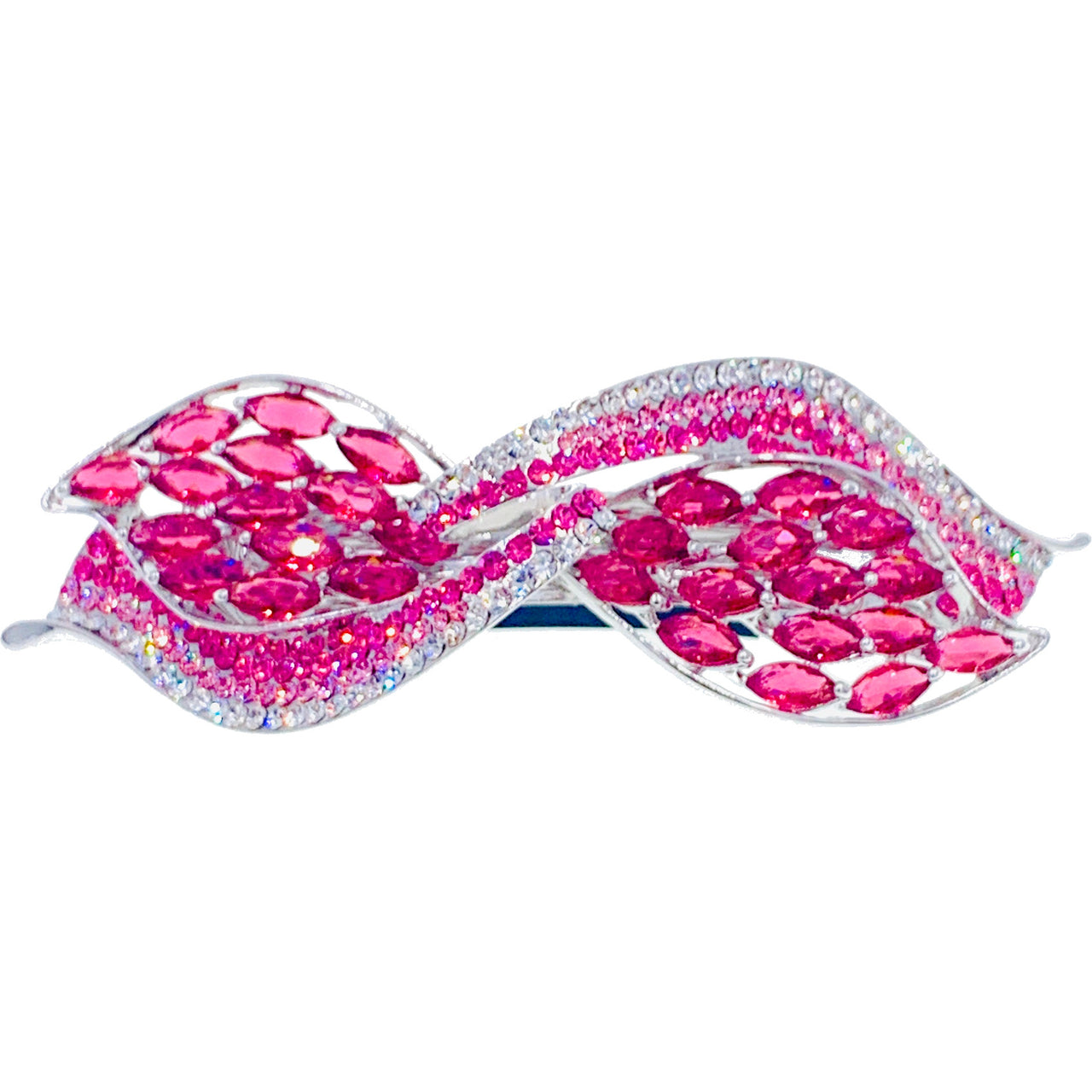 Francisca BOW Barrette Cubic Zirconia and Swarovski Elemental Crystals silver base clear purple pink navy blue, Barrette - MOGHANT