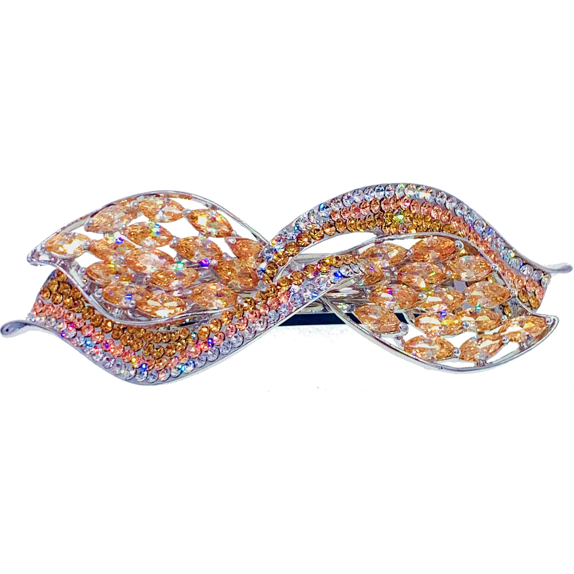 Francisca BOW Barrette Cubic Zirconia and Swarovski Elemental Crystals silver base clear purple pink navy blue, Barrette - MOGHANT