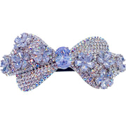 Genoveva Flower Bow Barrette Cubic Zirconia CZ use Swarovski Crystal Brown Silver Navy Hot Pink Silver, Barrette - MOGHANT