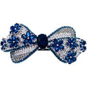 Genoveva Flower Bow Barrette Cubic Zirconia CZ use Swarovski Crystal Brown Silver Navy Hot Pink Silver, Barrette - MOGHANT