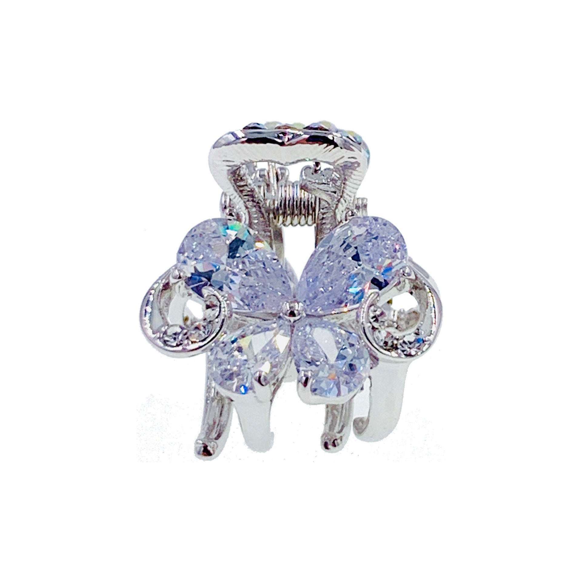 Zera Butterfly Hair Claw Jaw Clip Cubic Zirconia CZ Crystal silver base clear blue purple pink amber, Hair Claw - MOGHANT