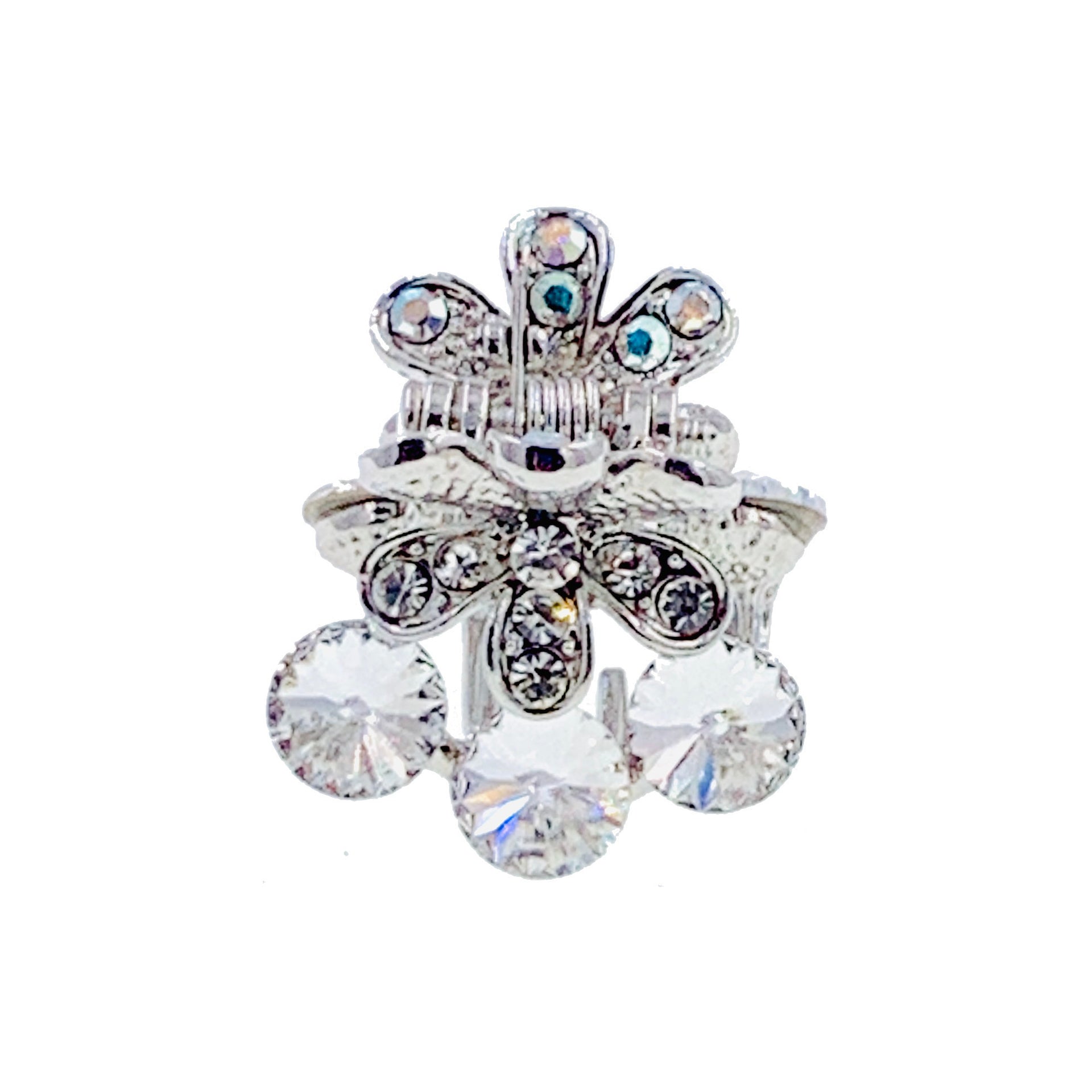 Jonquil Flower Hair Claw Jaw Clip Cubic Zirconia CZ Crystal silver base clear purple blue pink amber, Hair Claw - MOGHANT