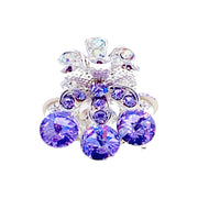 Jonquil Flower Hair Claw Jaw Clip Cubic Zirconia CZ Crystal silver base clear purple blue pink amber, Hair Claw - MOGHANT
