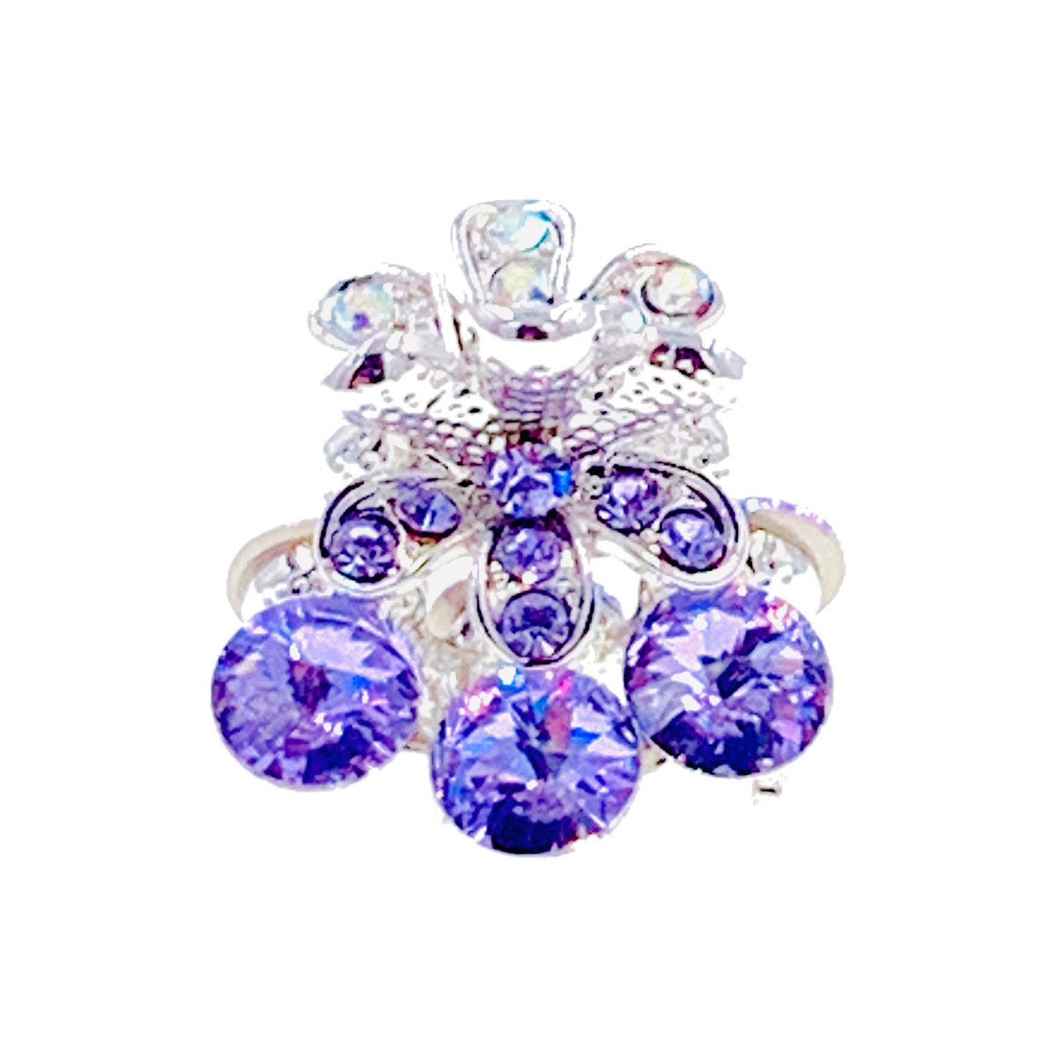 Jonquil Flower Hair Claw Jaw Clip Cubic Zirconia CZ Crystal silver base clear purple blue pink amber, Hair Claw - MOGHANT