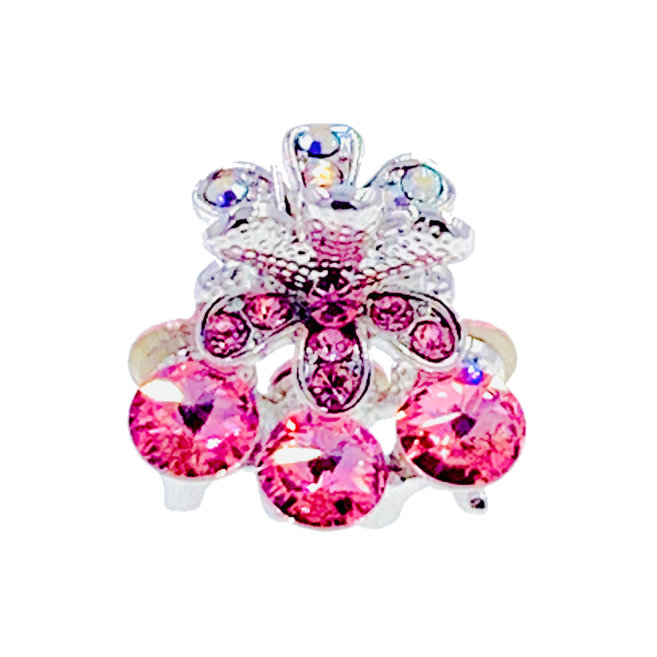 Jonquil Flower Hair Claw Jaw Clip Cubic Zirconia CZ Crystal silver base clear purple blue pink amber, Hair Claw - MOGHANT