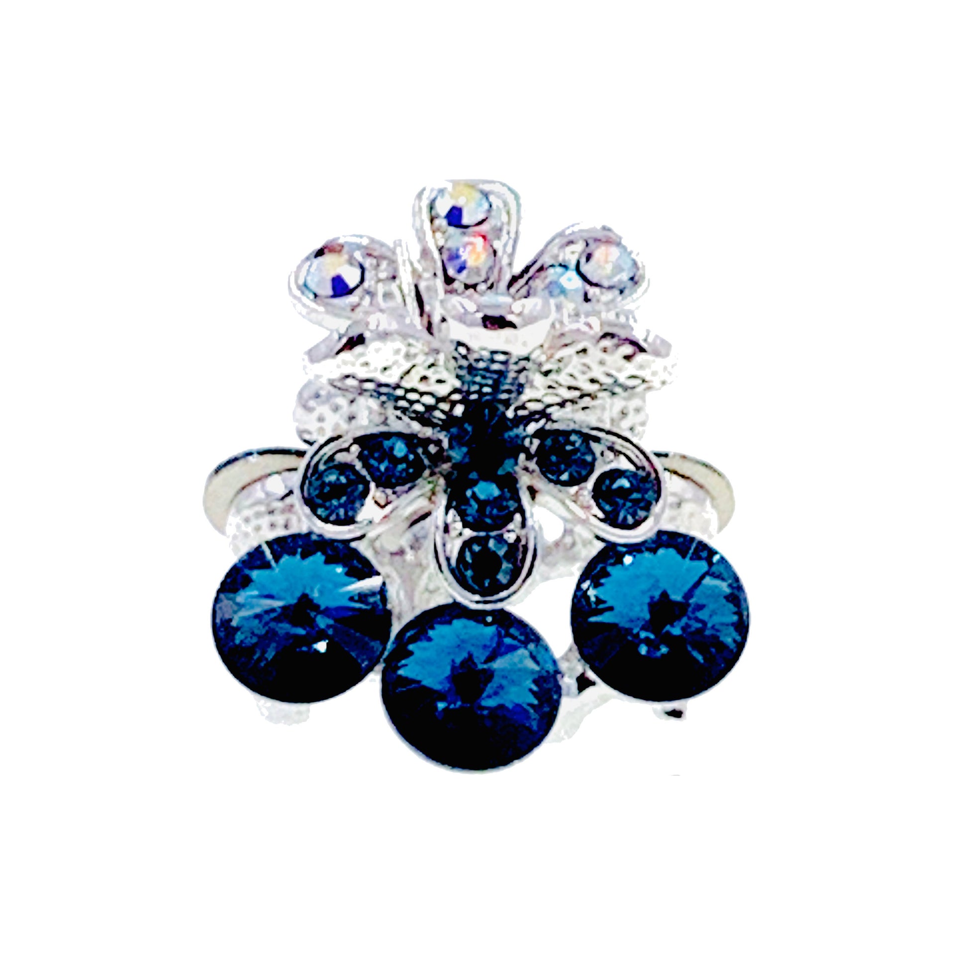 Jonquil Flower Hair Claw Jaw Clip Cubic Zirconia CZ Crystal silver base clear purple blue pink amber, Hair Claw - MOGHANT