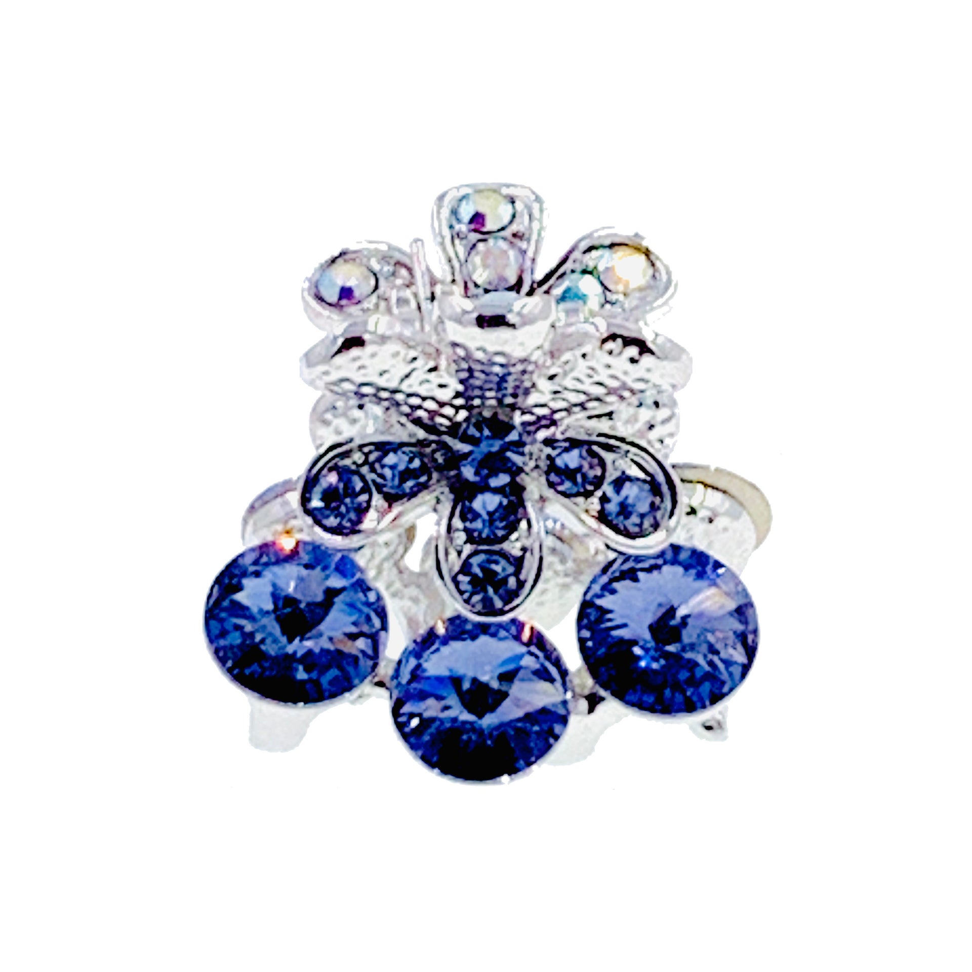 Jonquil Flower Hair Claw Jaw Clip Cubic Zirconia CZ Crystal silver base clear purple blue pink amber, Hair Claw - MOGHANT